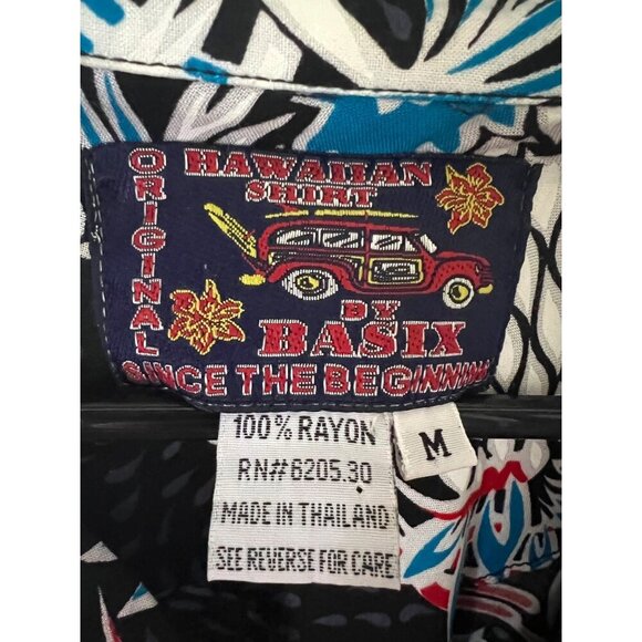 Original Mens Hawaiian Vintage Black Floral Button Up Camp Shirt Medium Pocket - Picture 6 of 7